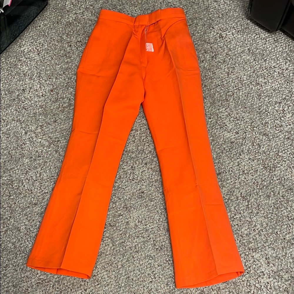 Vintage 70s ultra high rise Bright Orange Flared Pants- new